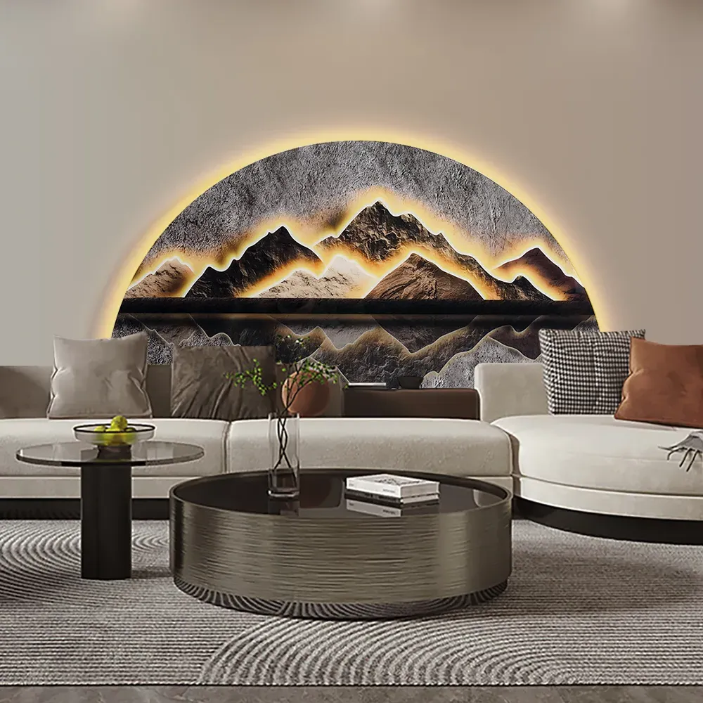 Semi-Circular LED Mountain Wall Art