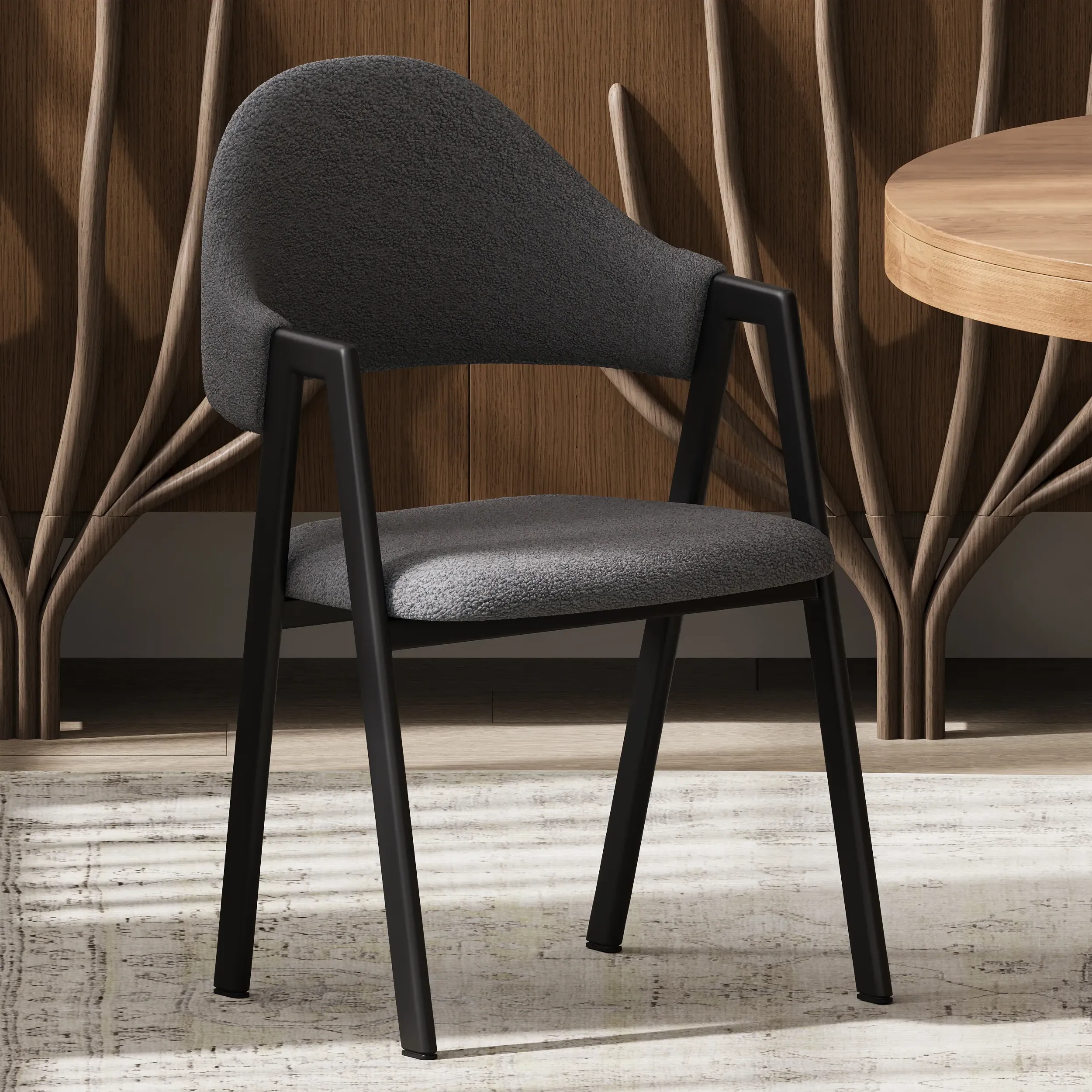 Set of 2 Boucle Dining Chairs - Grey image