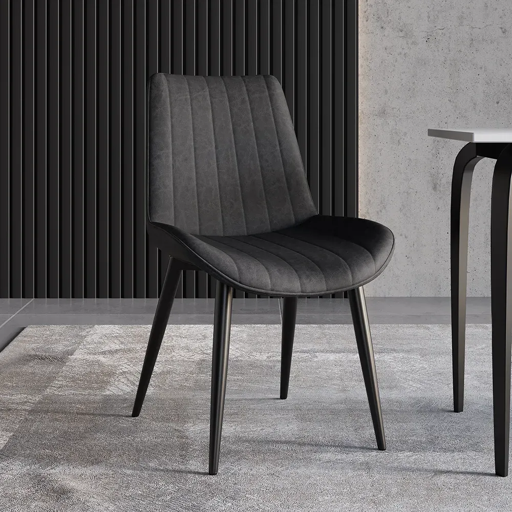 Set of 2 Dining Chairs - Gray, PU Leather image