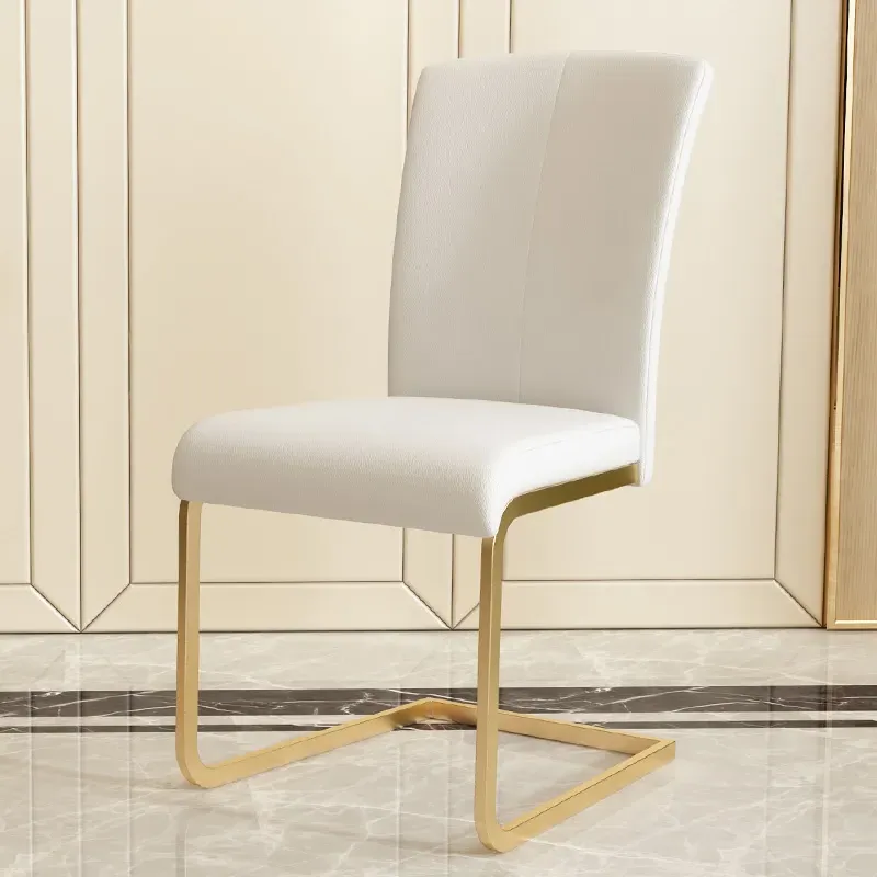 Set of 2 Dining Chairs - Warm White, PU Leather image