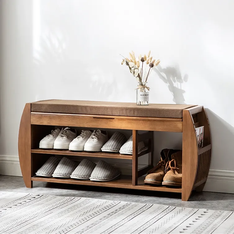 Shoe Storage Entryway Bench - Brown, Bamboo