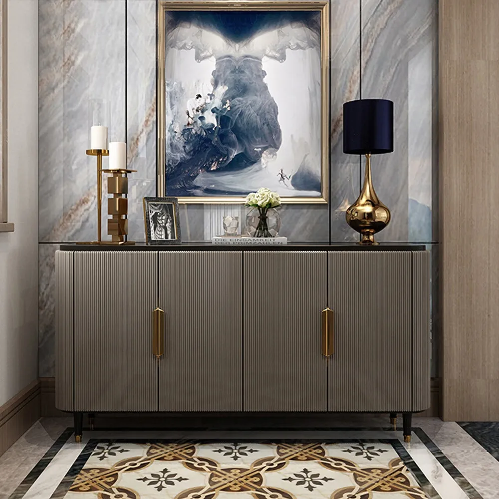 Sideboard Buffet with 4 Doors - Black, Gold