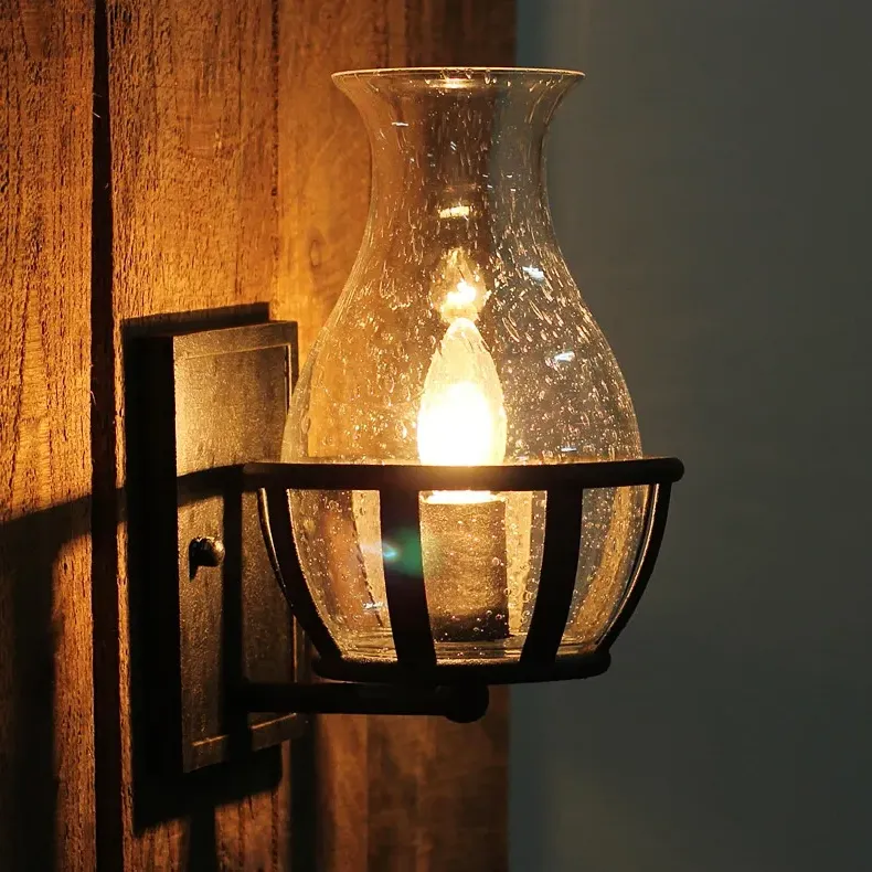 Single Candelabra Wall Lamp - Black, Glass image