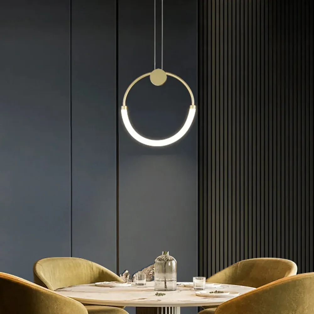 Single Circle Kitchen Island Light - Gold image