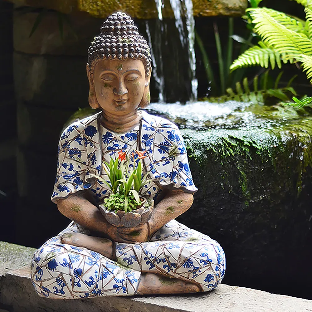 Sleeping Buddha Garden Sculpture with Planter - Magnesium Oxide