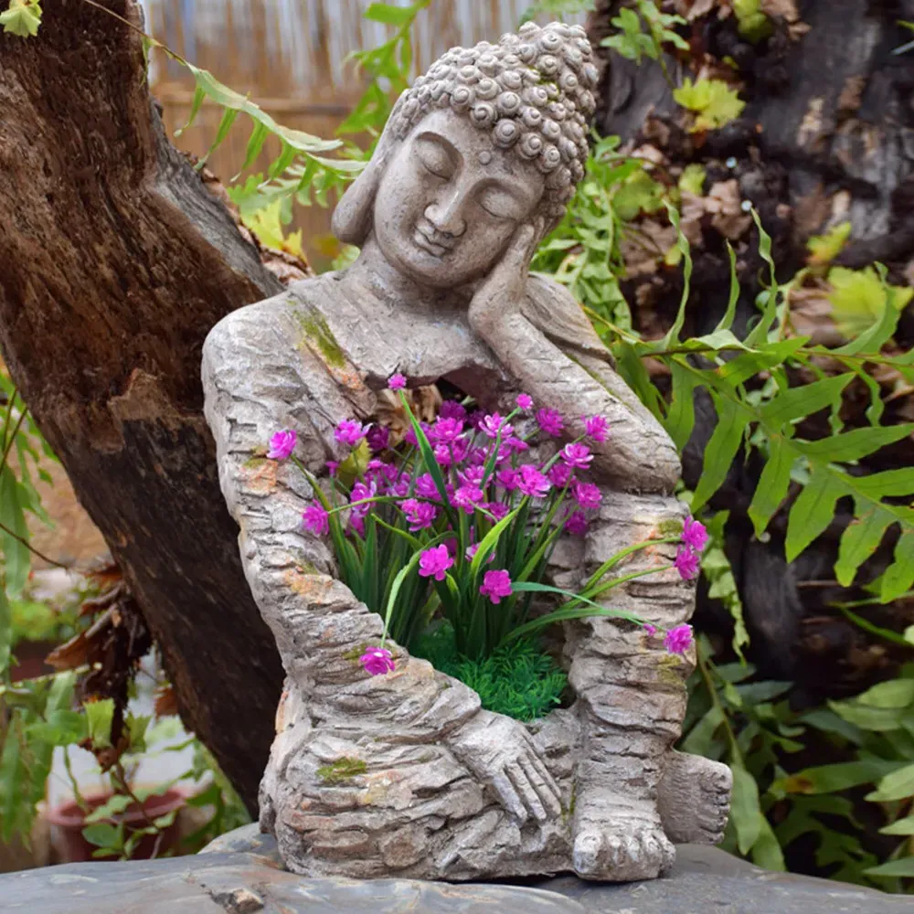 Sleeping Buddha Garden Sculpture with Planter - Magnesium Oxide image