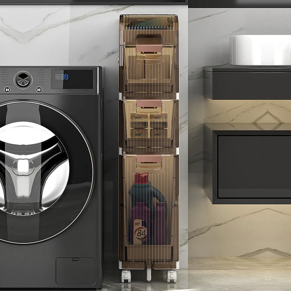 Slim Bathroom Storage Cabinet with Toilet Paper Holder image