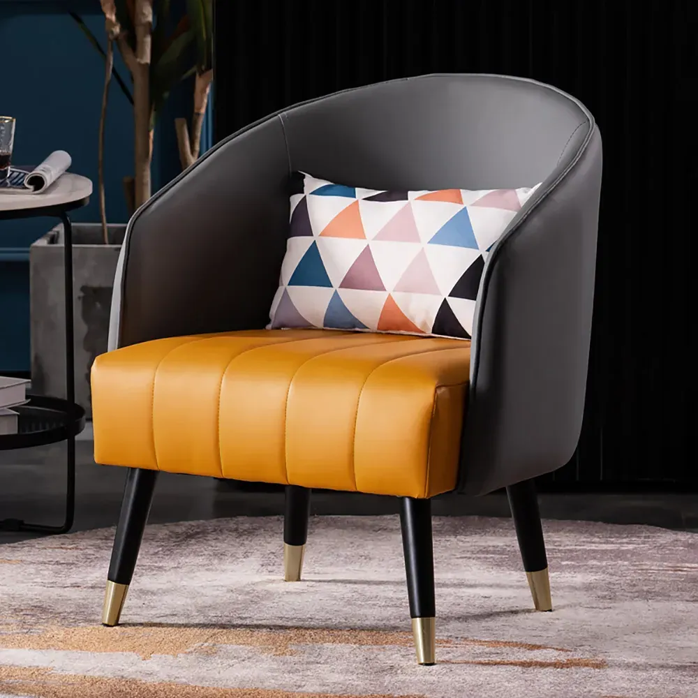 Slipper Accent Chair - Gray, Microfiber Leather