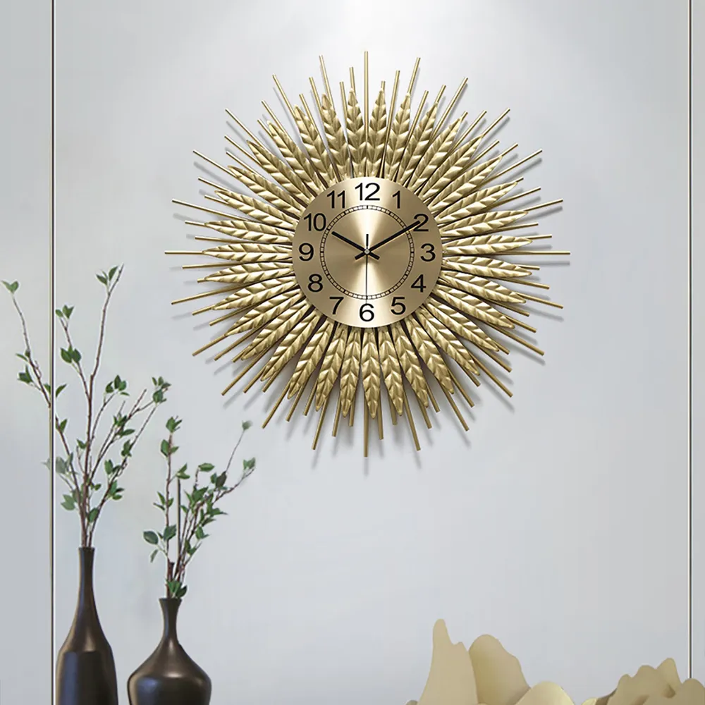 Small 3D Sunburst Wall Clock - Gold, Metal image