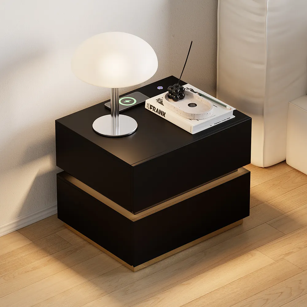 Smart LED Nightstand with Wireless Charging - Black