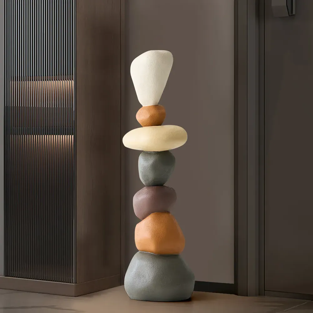 Stacked Resin Stone Floor Sculpture - 44.9 Inches Tall image