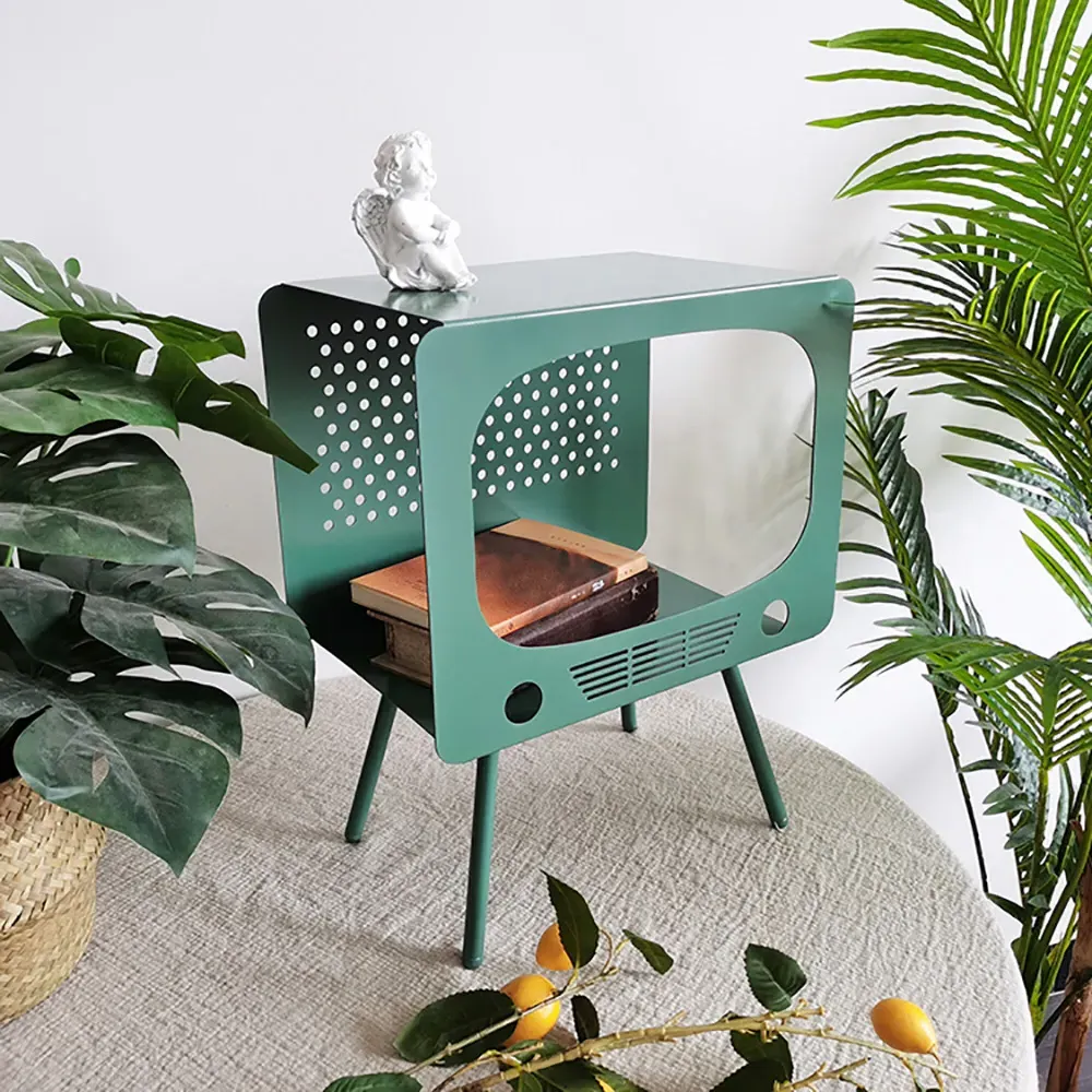 Stert TV Sculpt Display Shelving End Table - Green, Metal