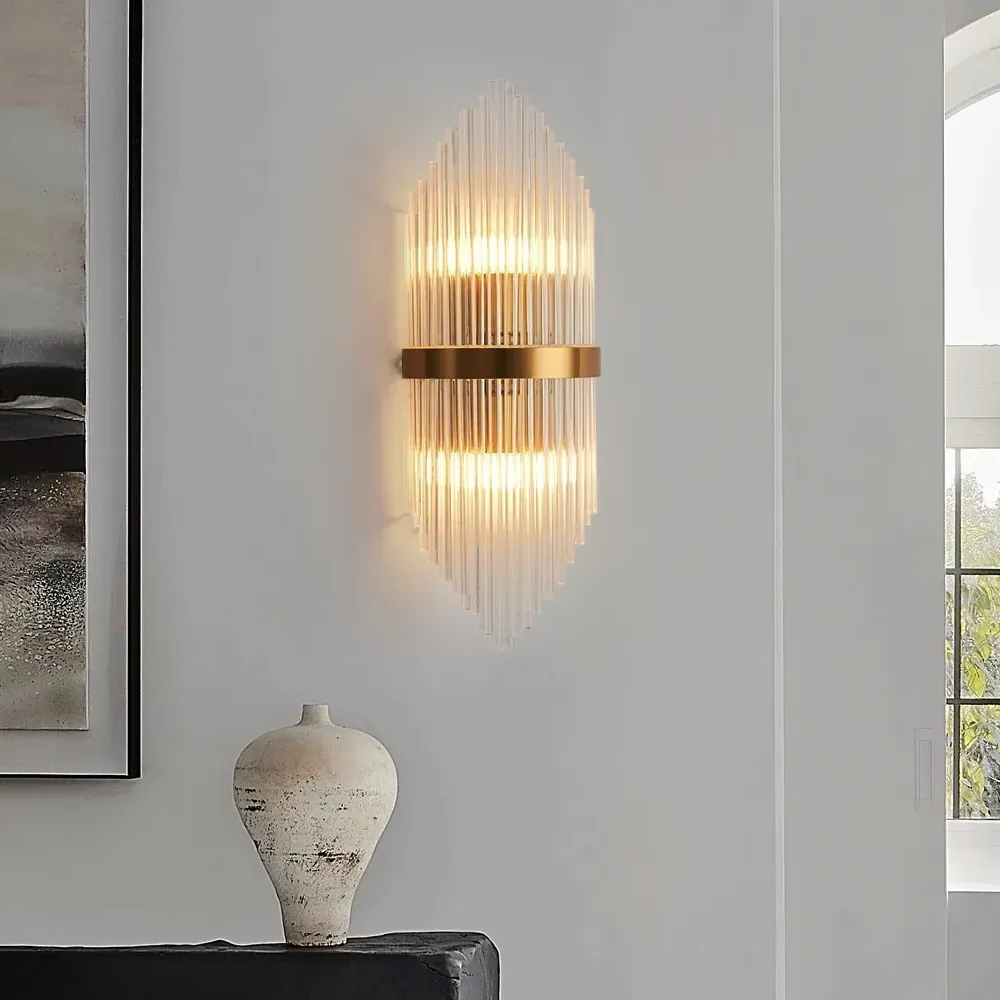 Striaged 2-Light Wall Sconce - Gold, Glass image