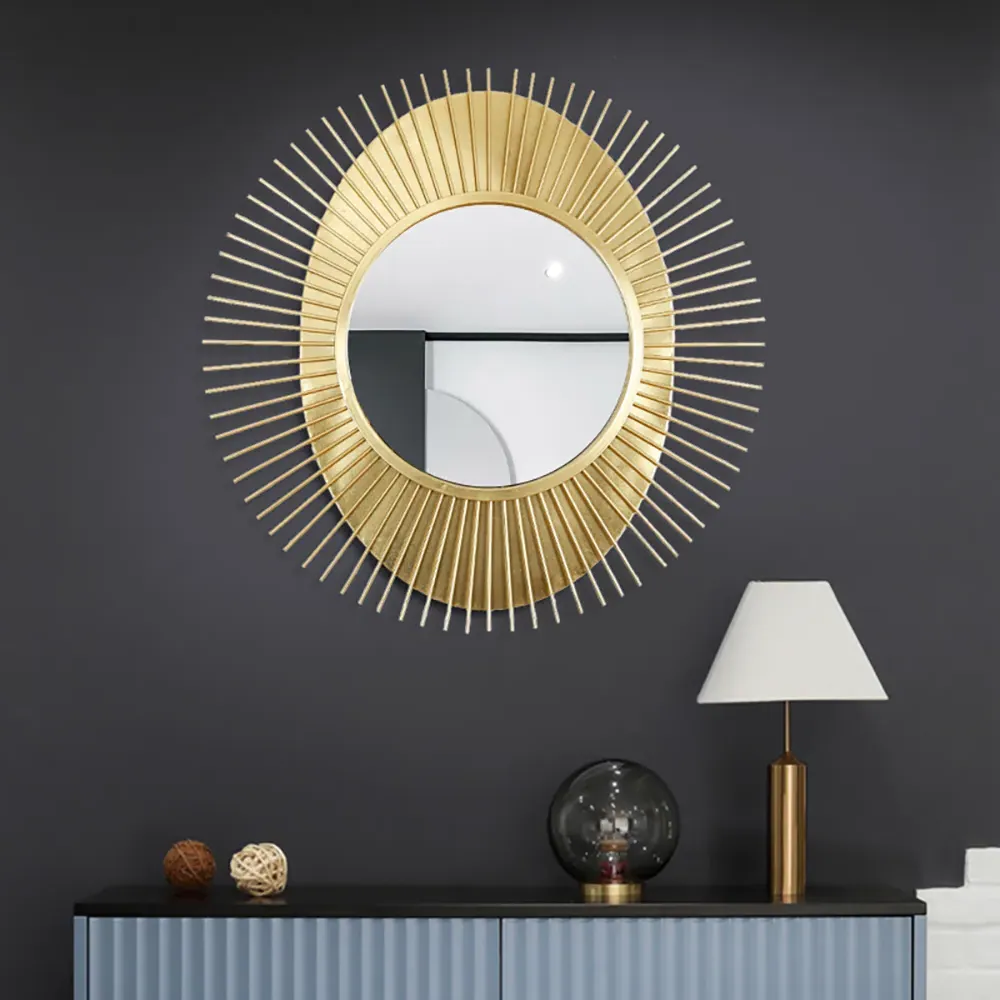 Sunburst Wall Mirror - Gold, Metal