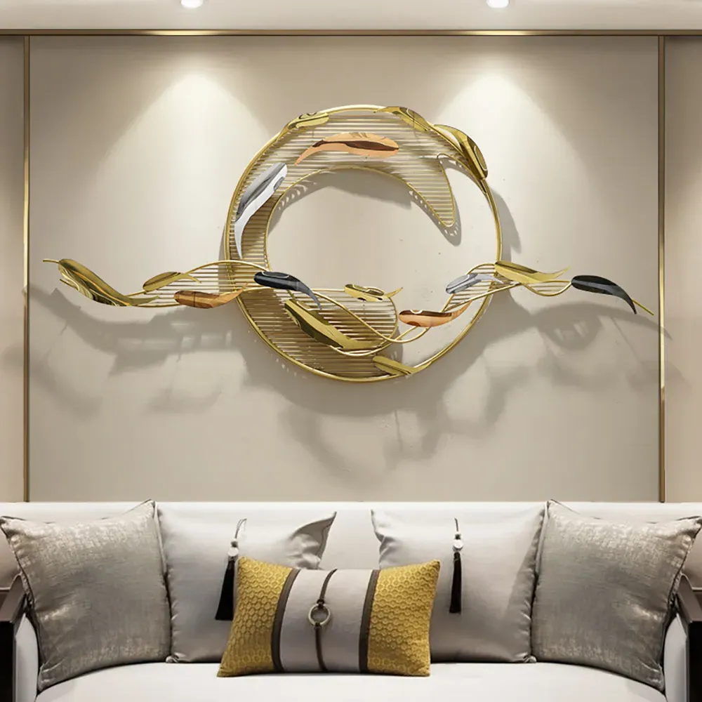 Surge Fishes Metal Wall Art - Gold