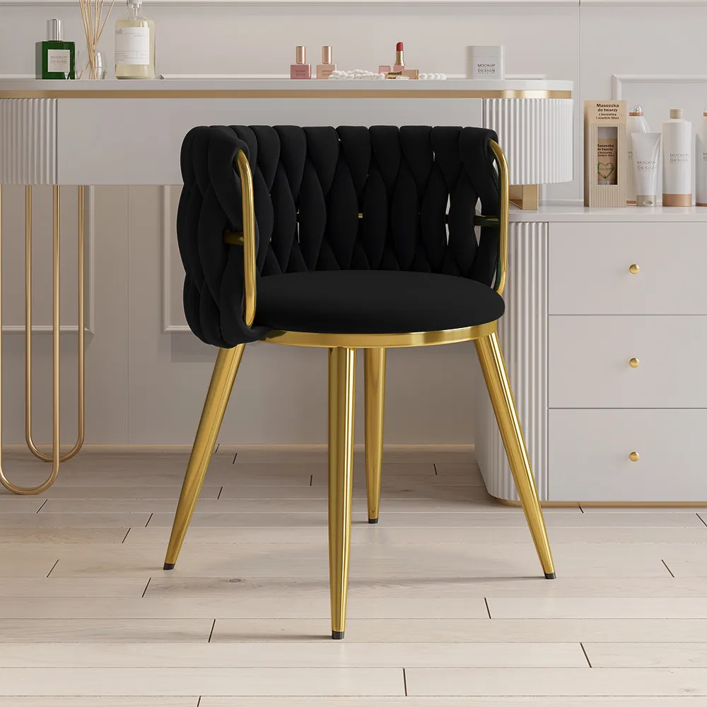 Sweave Barrel Back Dining Chair - Black, Velvet image