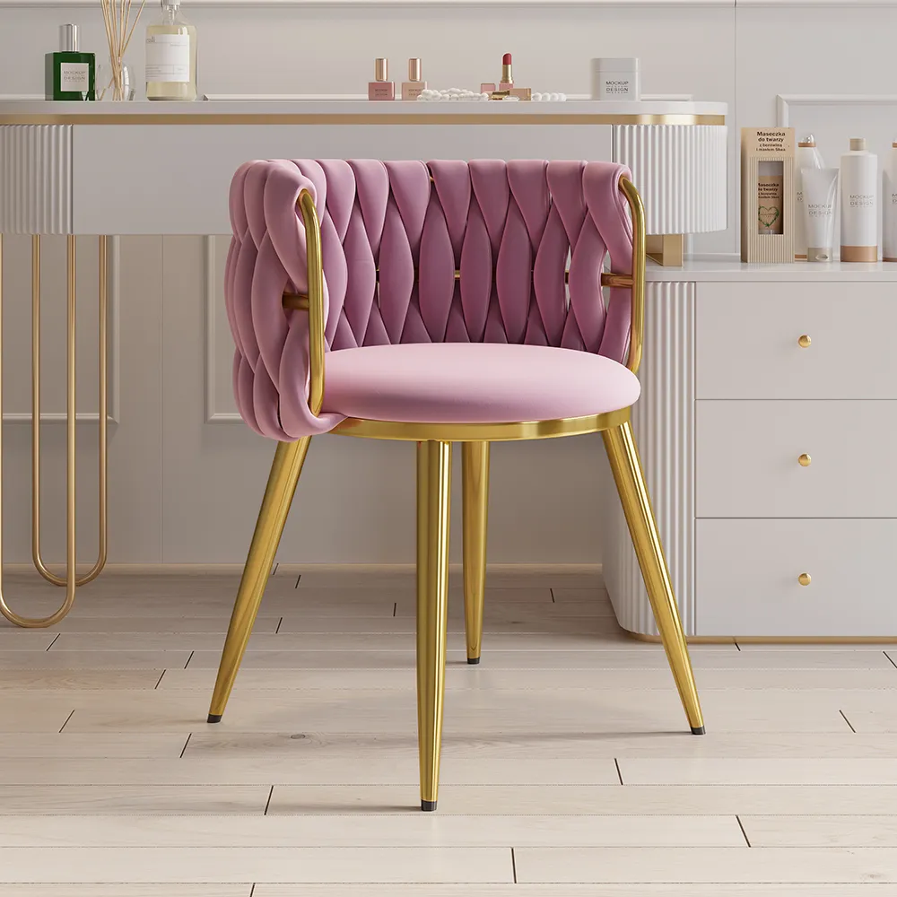 Sweave Barrel Back Dining Chair - Pink, Velvet