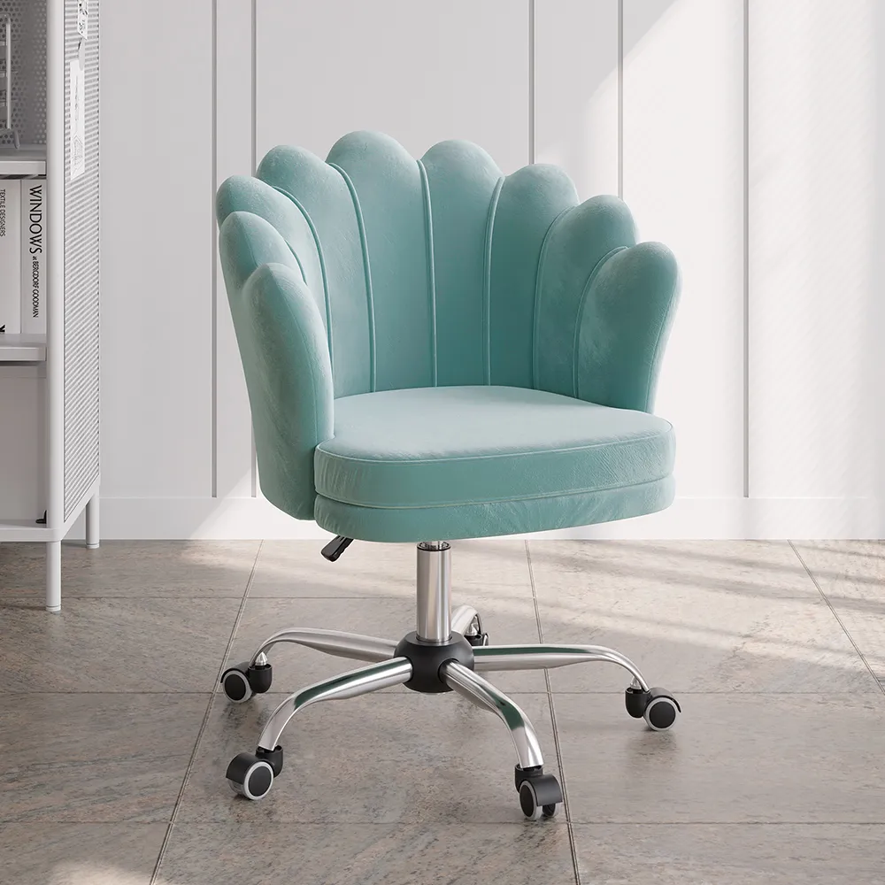 Swivel Office Chair Height Adjustable - Blue, Velvet image