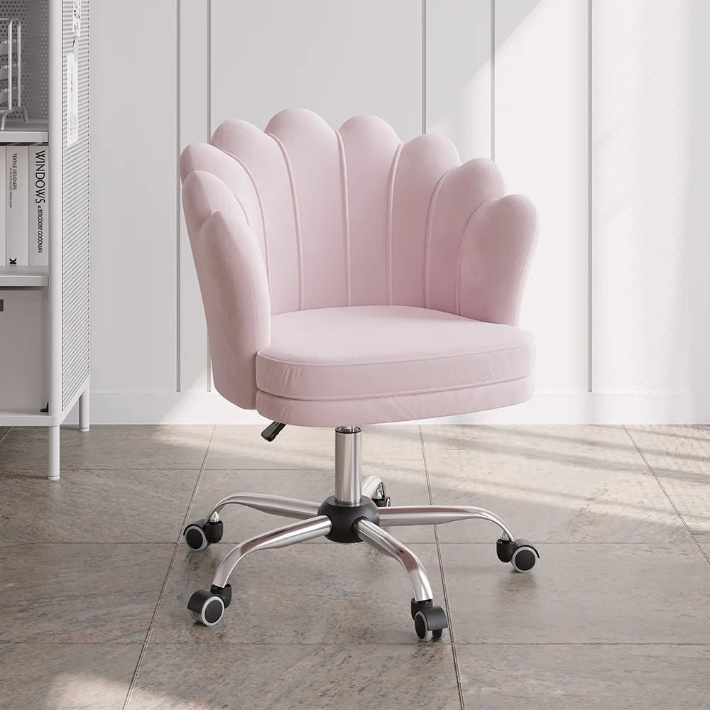 Swivel Office Chair Height Adjustable - Pink, Velvet