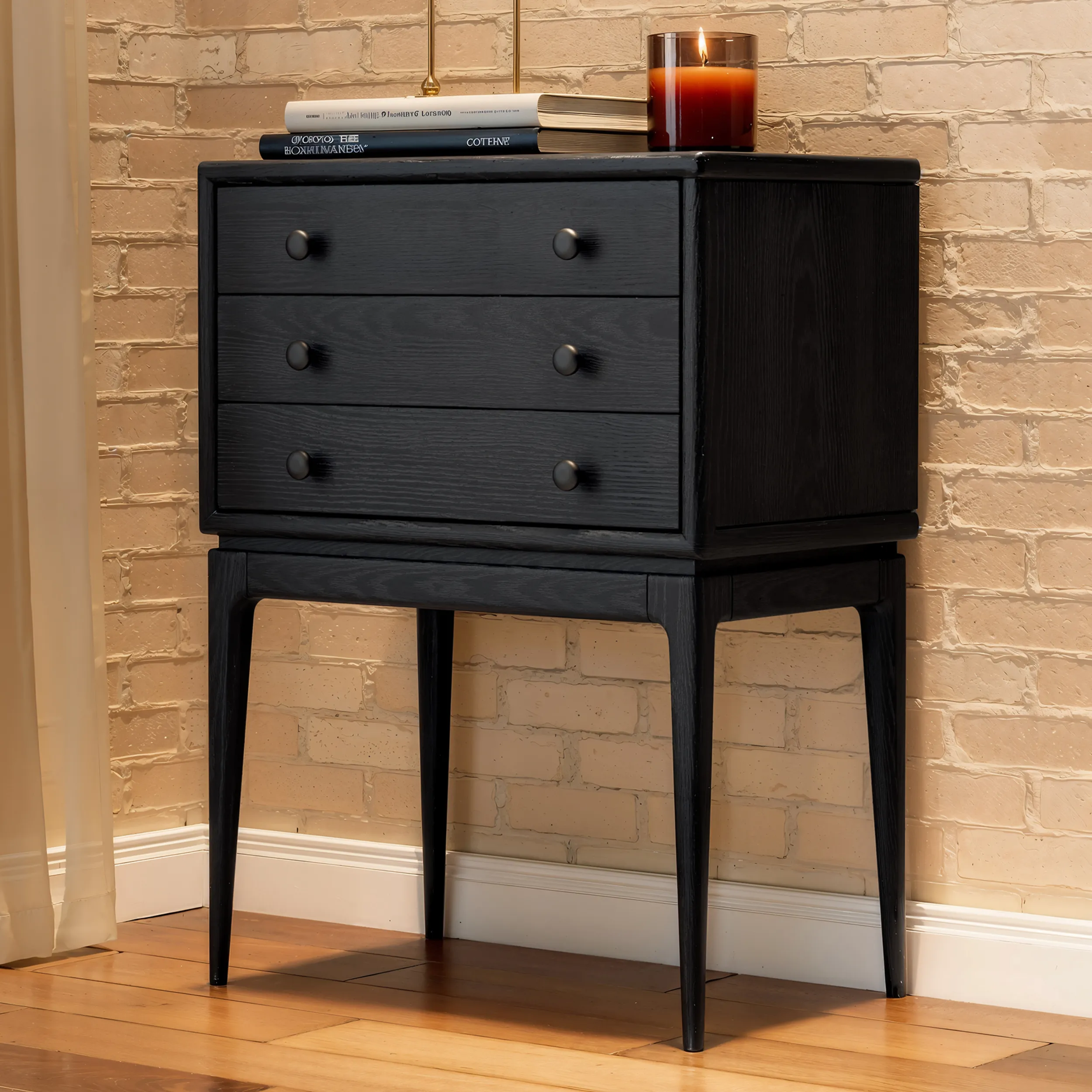 Tanic 3 Drawer Chest Cabinet with Storage - Ash Wood