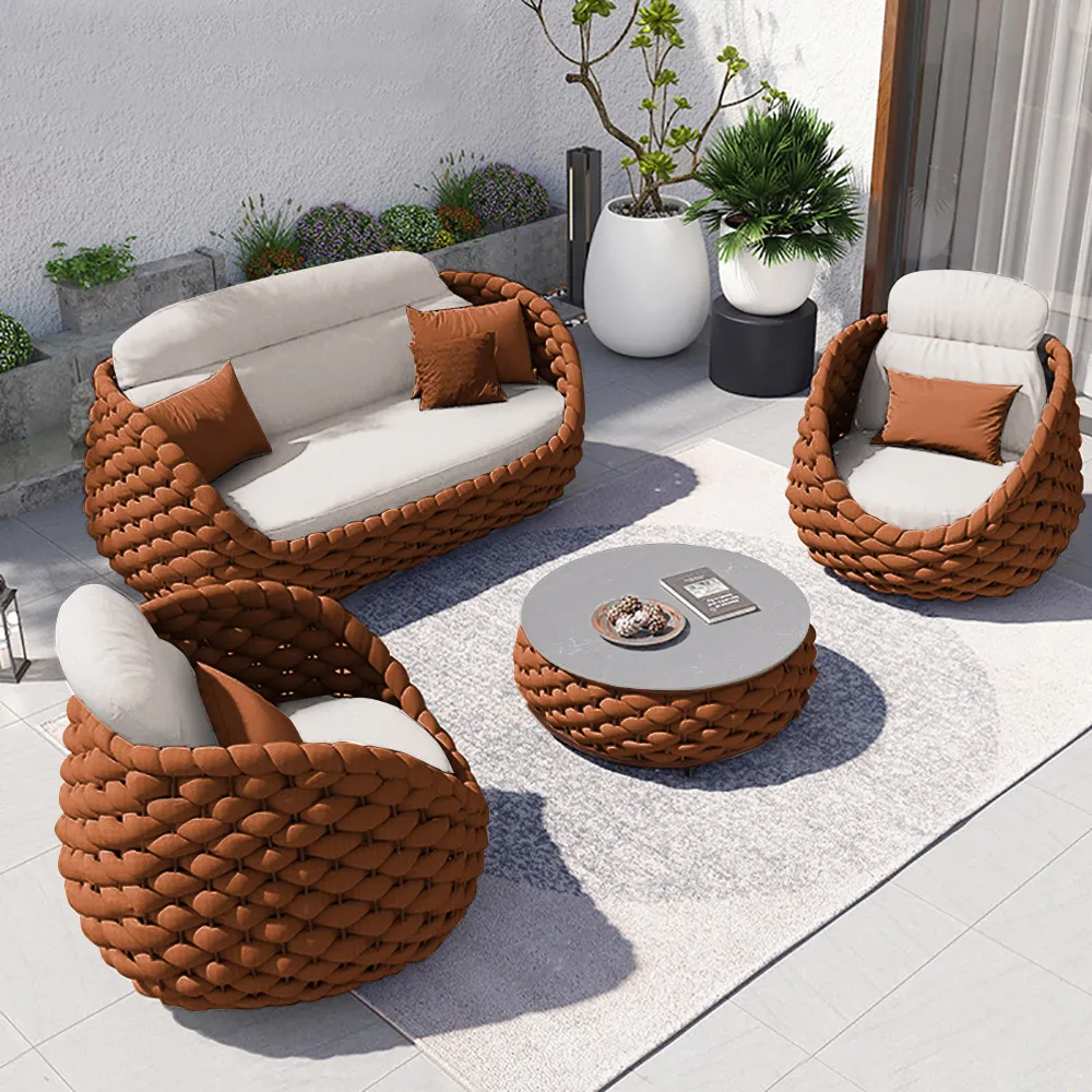 Tatta 4-Person Outdoor Sofa Set with Storage - Brown