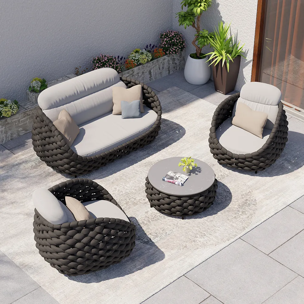 Tatta 4-Person Outdoor Sofa Set with Storage - Dark Grey image