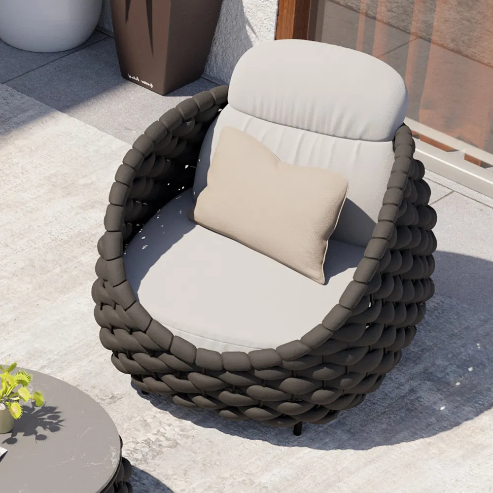 Tatta Outdoor Armchair with Cushion - Grey, Woven Rope