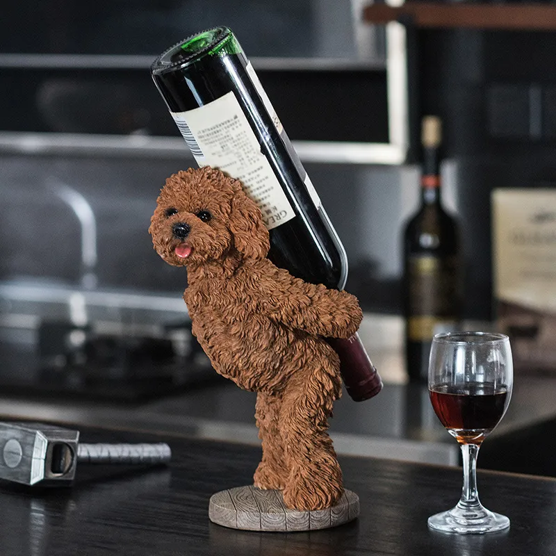 Teddy Dog Wine Rack - Brown, Resin image