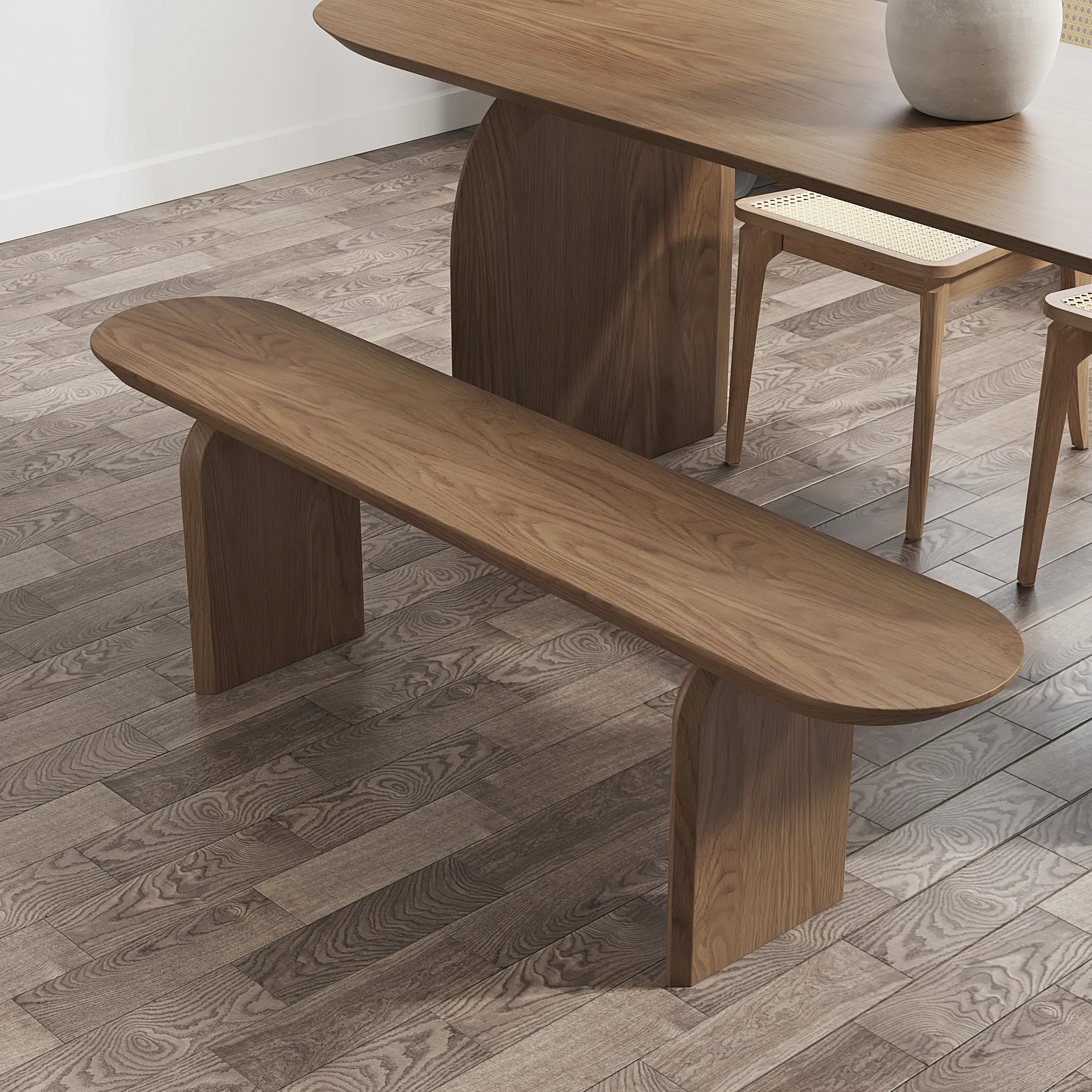 Tintica Oval Dining Bench - Walnut