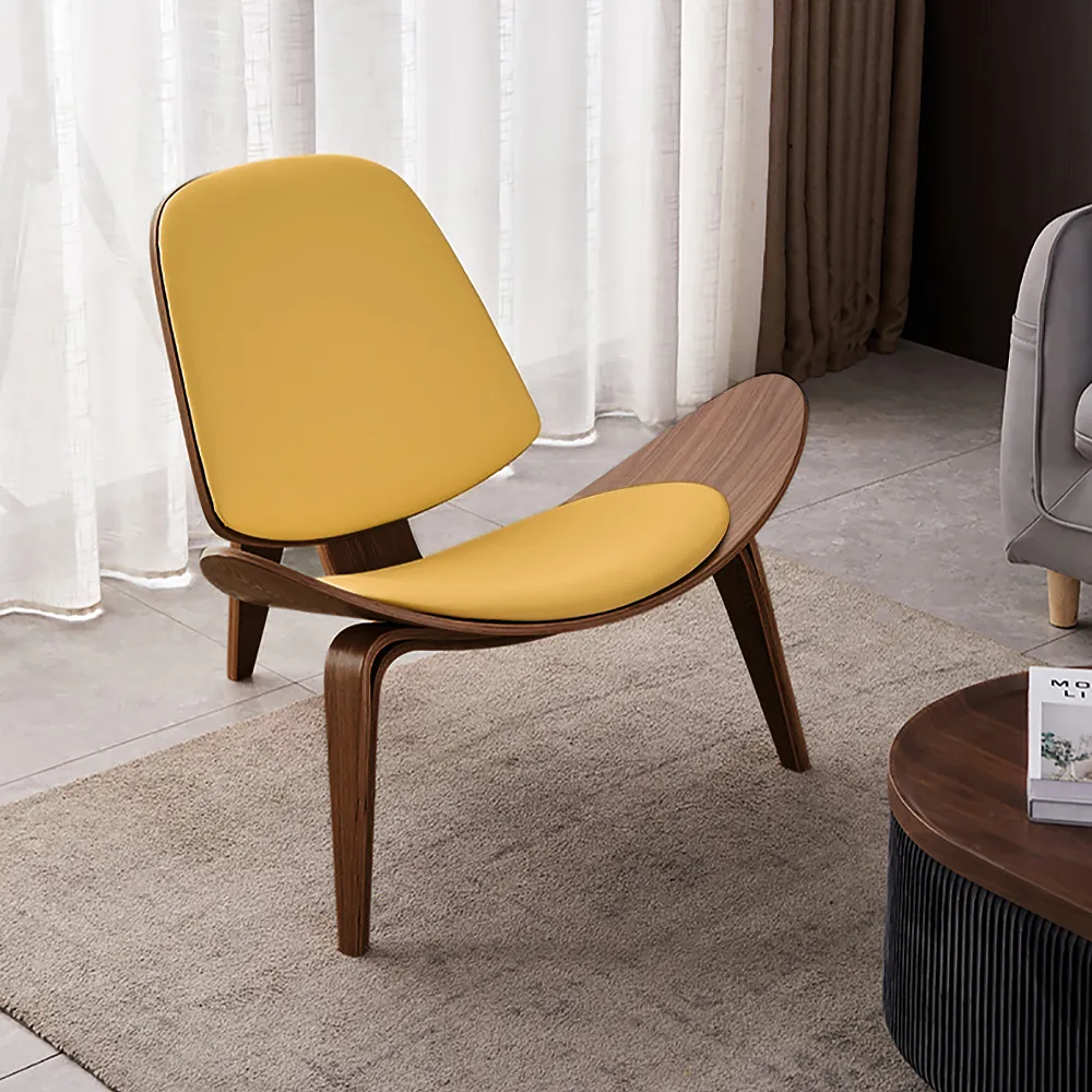 Tripod Lounge Chair - Yellow, Walnut