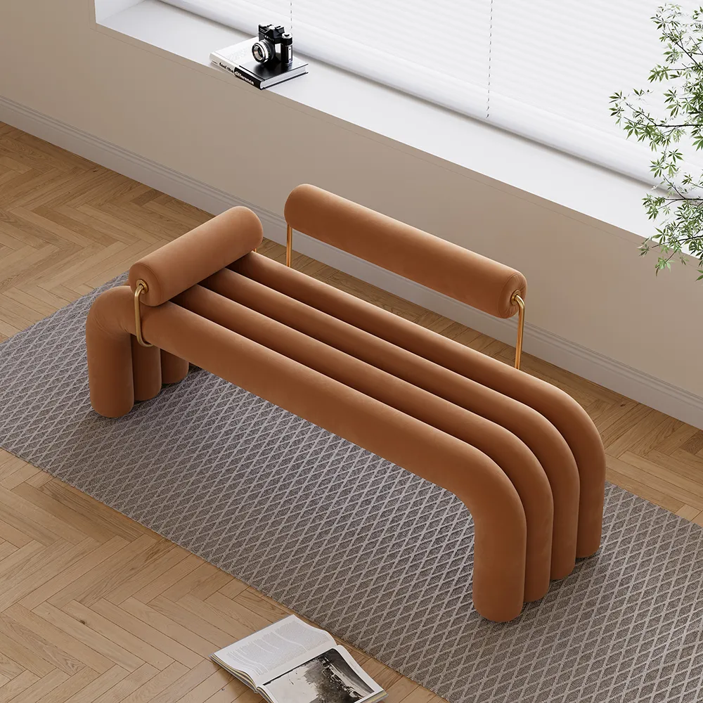 Tufted Entryway Bench - Brown, Velvet