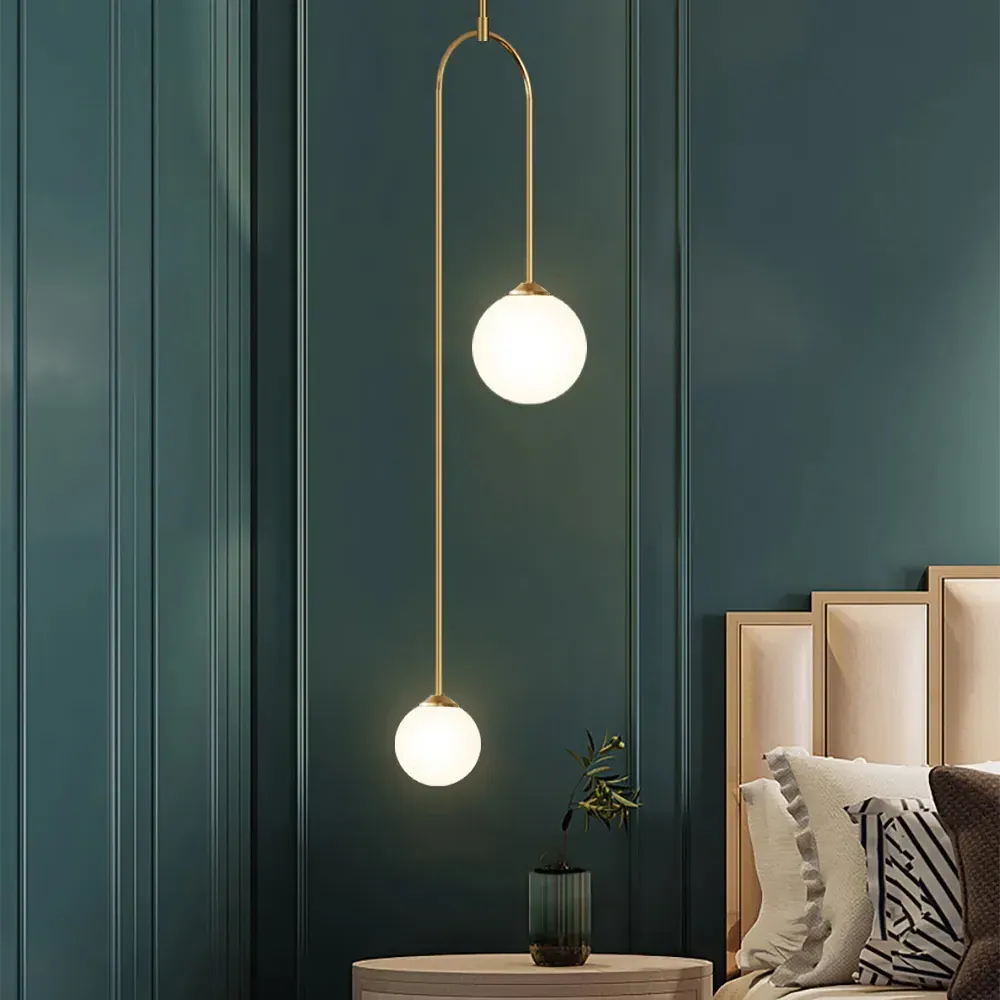 U-Shaped 2-Light Pendant Light - Gold, Glass