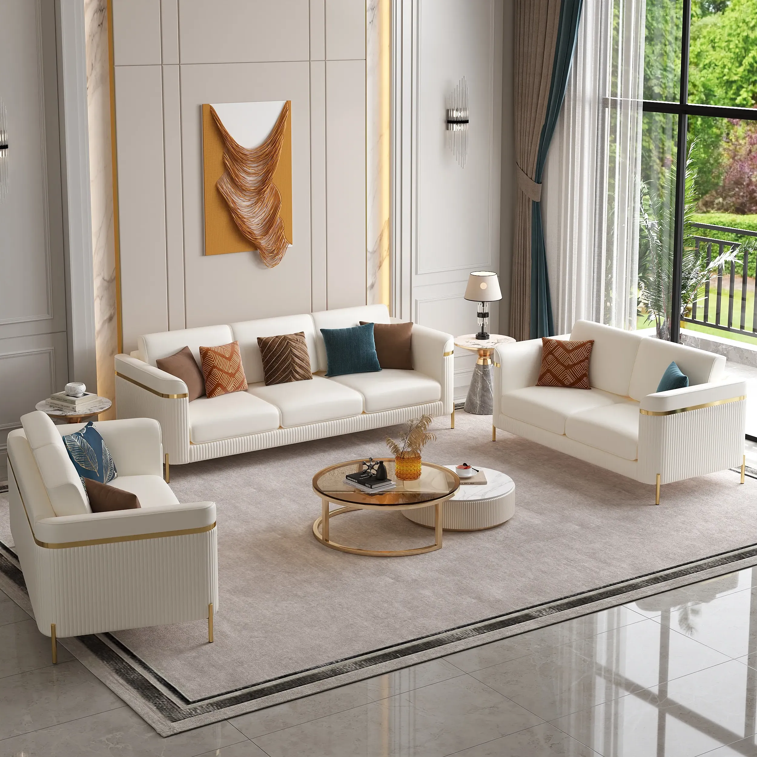 Vertex 5-Piece Sofa Set - Faux Leather