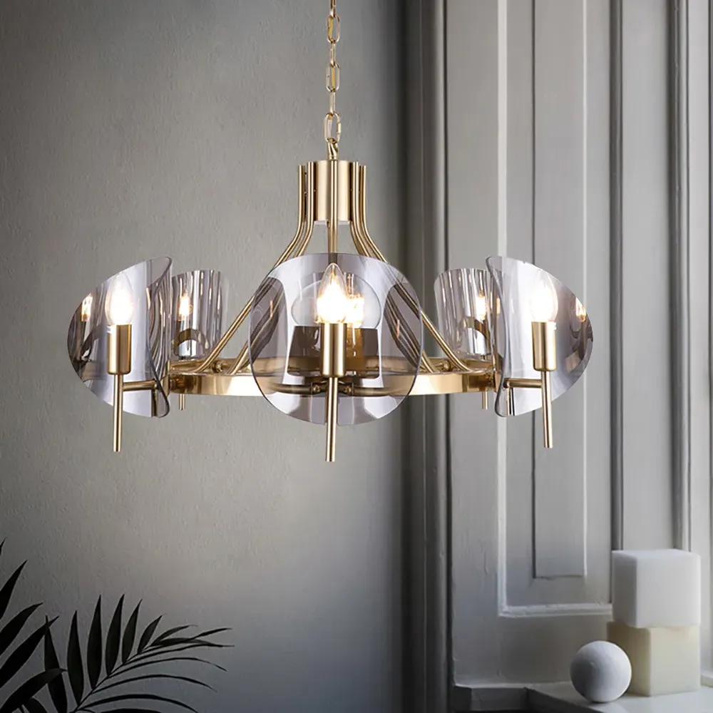 Wagon Wheel 6-Light Chandelier - Brass, Acrylic