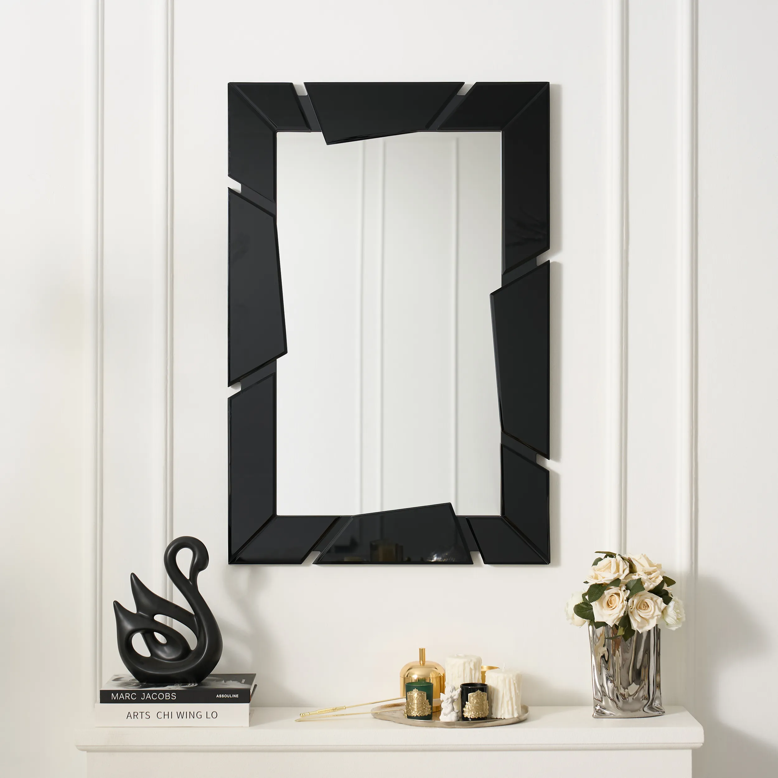 Wall Mirror - Black, Engineered Wood image