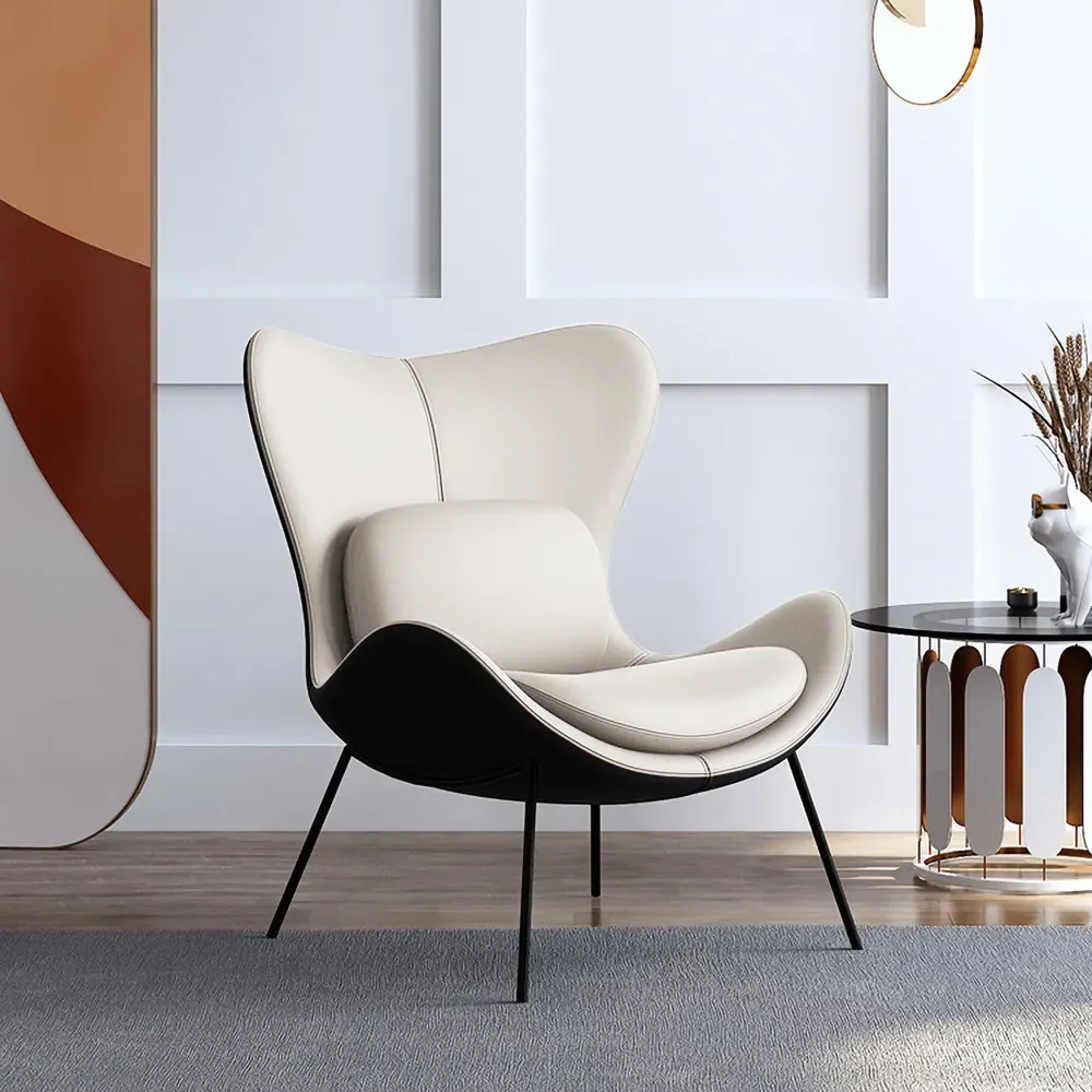 Wingback Accent Chair with Pillows - Black, Faux Leather image