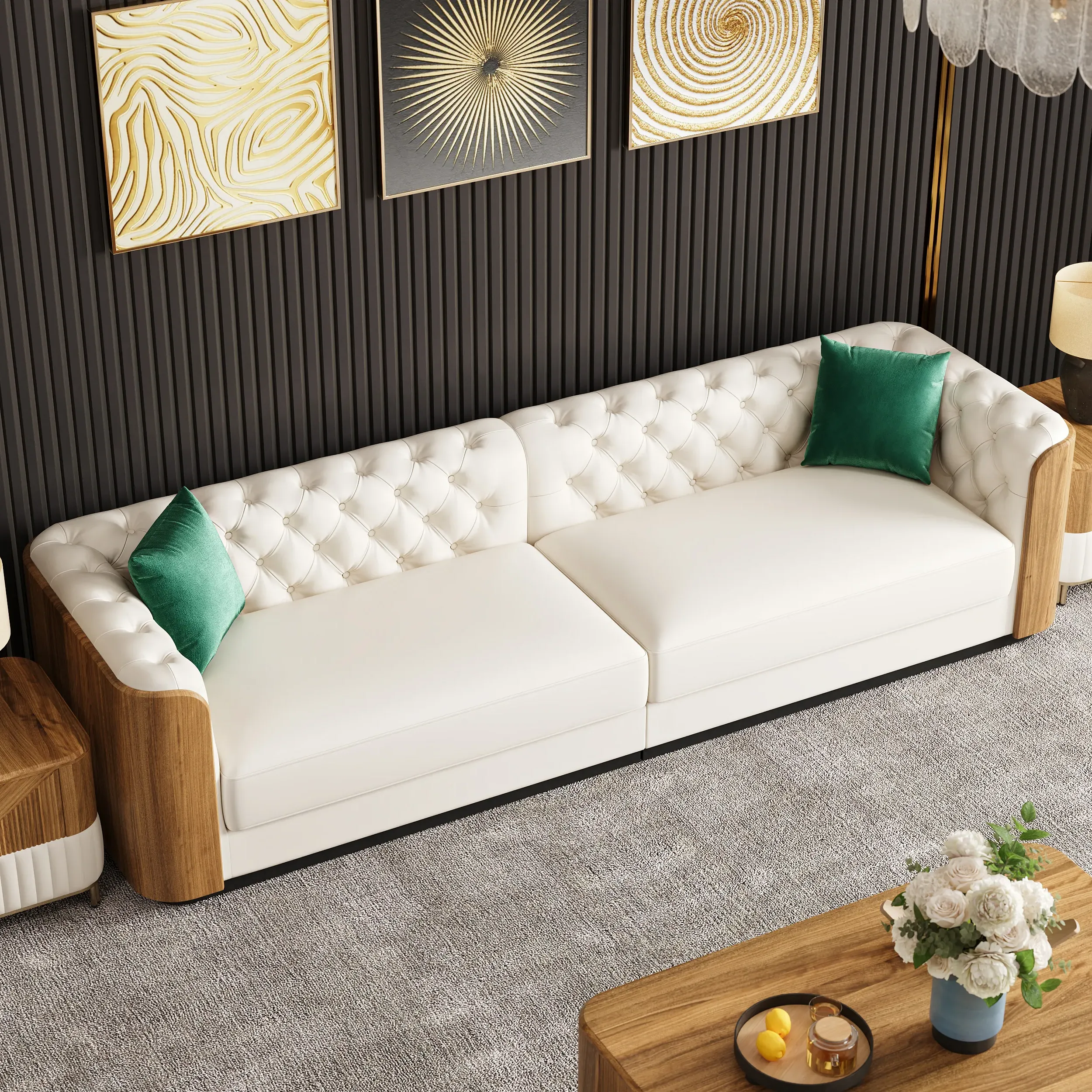 Wovent 111 3-Seater Tufted Sofa - Faux Leather image