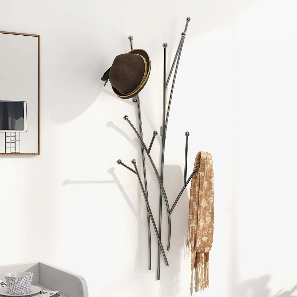 11-Hook Tree Branch Wall Mounted Coat Rack - Black, Iron product