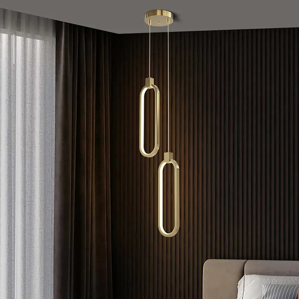 2-Light Geometric Pendant Light Adjustable Height - Gold product