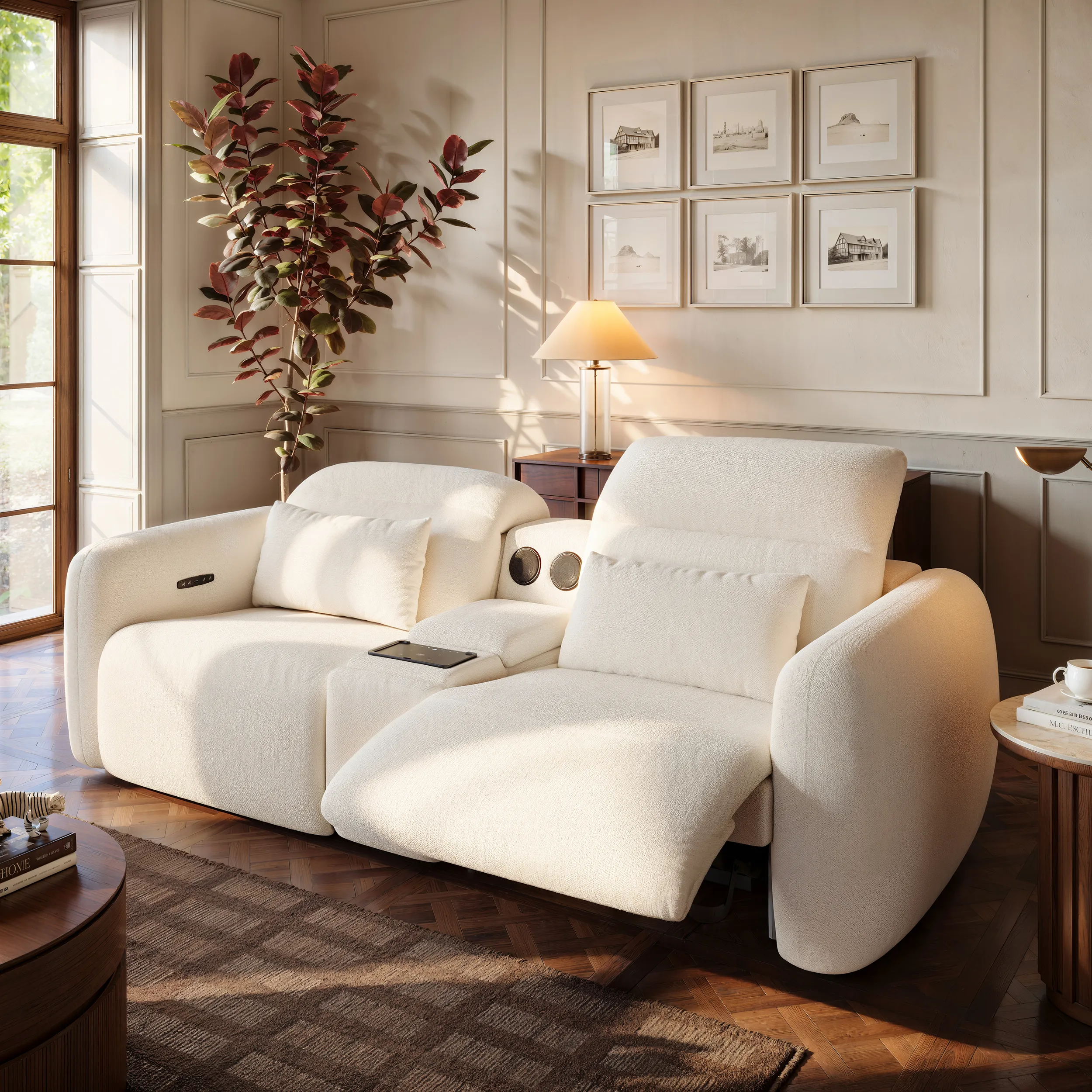 2-Seater Chenille Dual-Motor Power Reclining Sofa with Console product