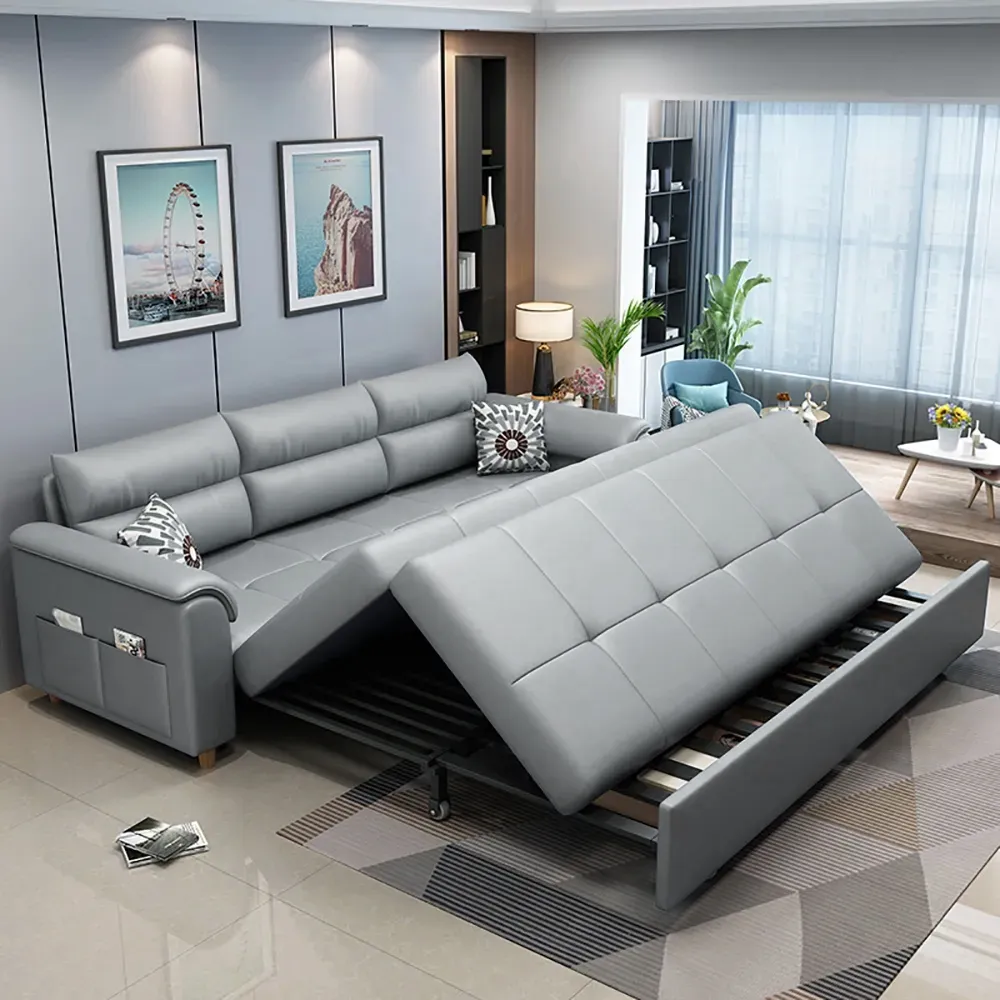 2-Seater Convertible Sleeper Sofa with Storage - Light Grey product