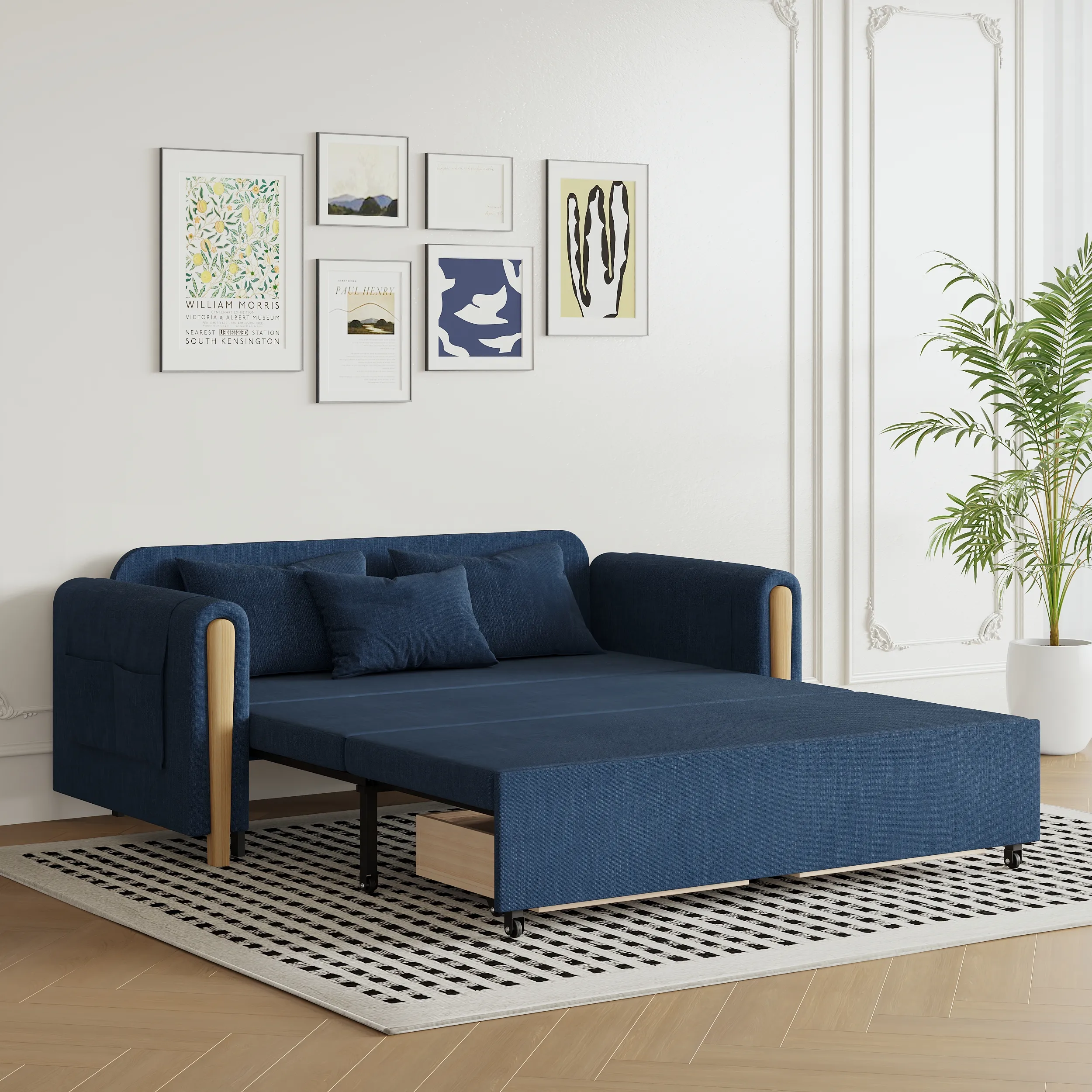 2-Seater Convertible Sleeper Sofa with Storage - Linen product