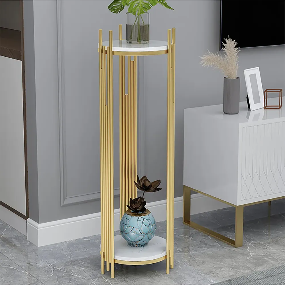 2-Tier Round Plant Stand - Gold, Metal product