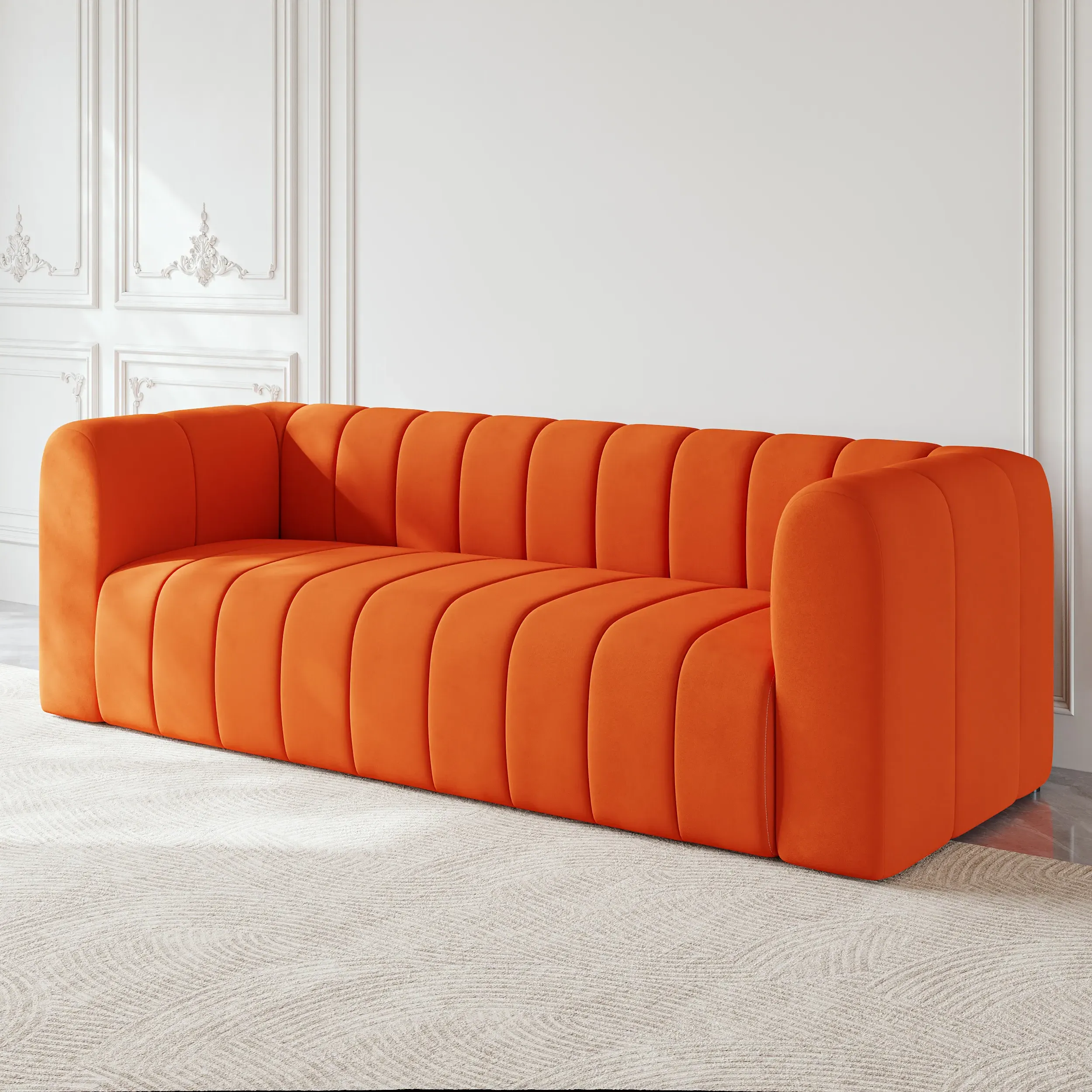 3-Seater Sofa - Orange, Velvet product