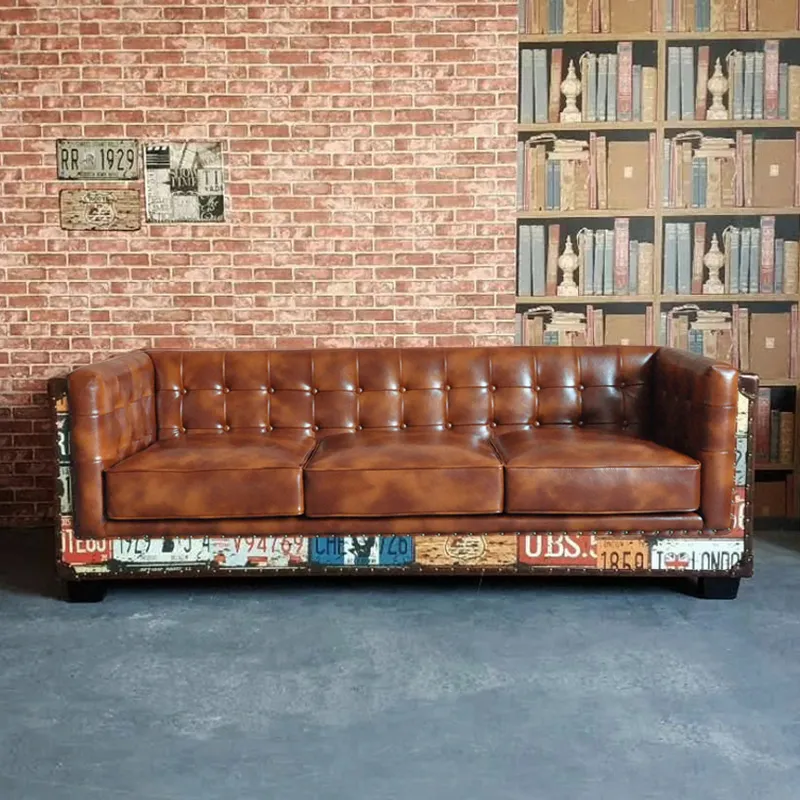 3-Seater Tufted Sofa - Brown, Faux Leather product
