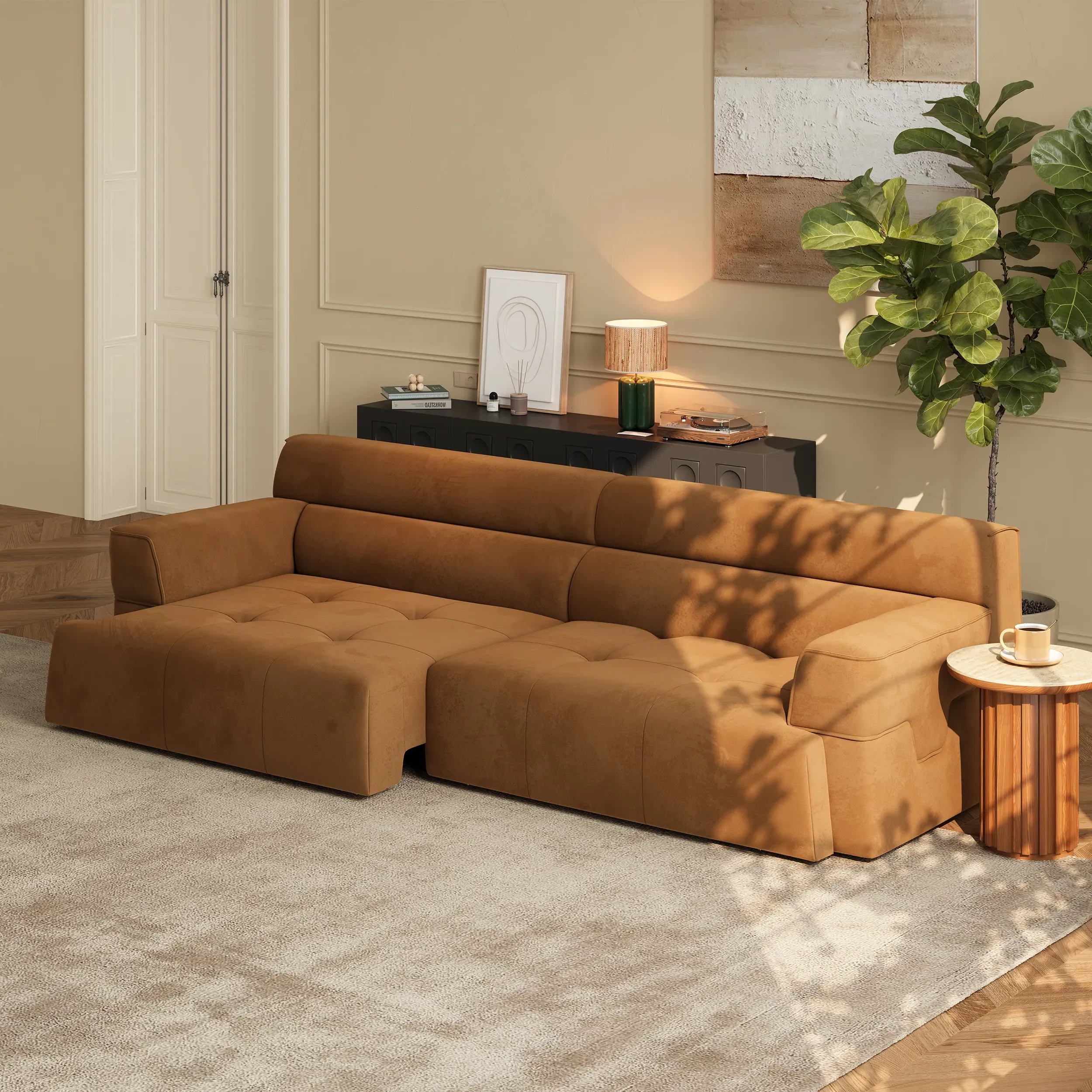 307cm 2-Seater Velvet Power Convertible Sofabed product