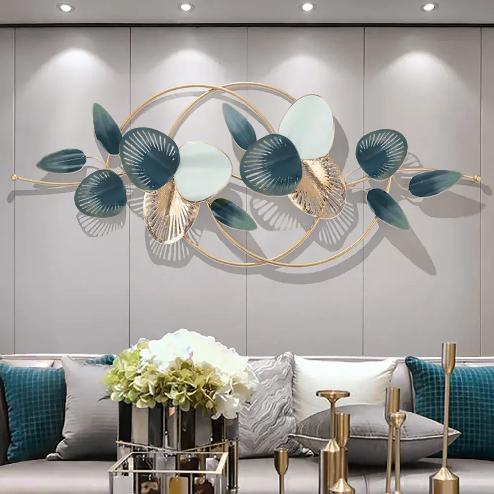 3D Hollow-Out Metal Leaves Wall Art - Green, Iron product