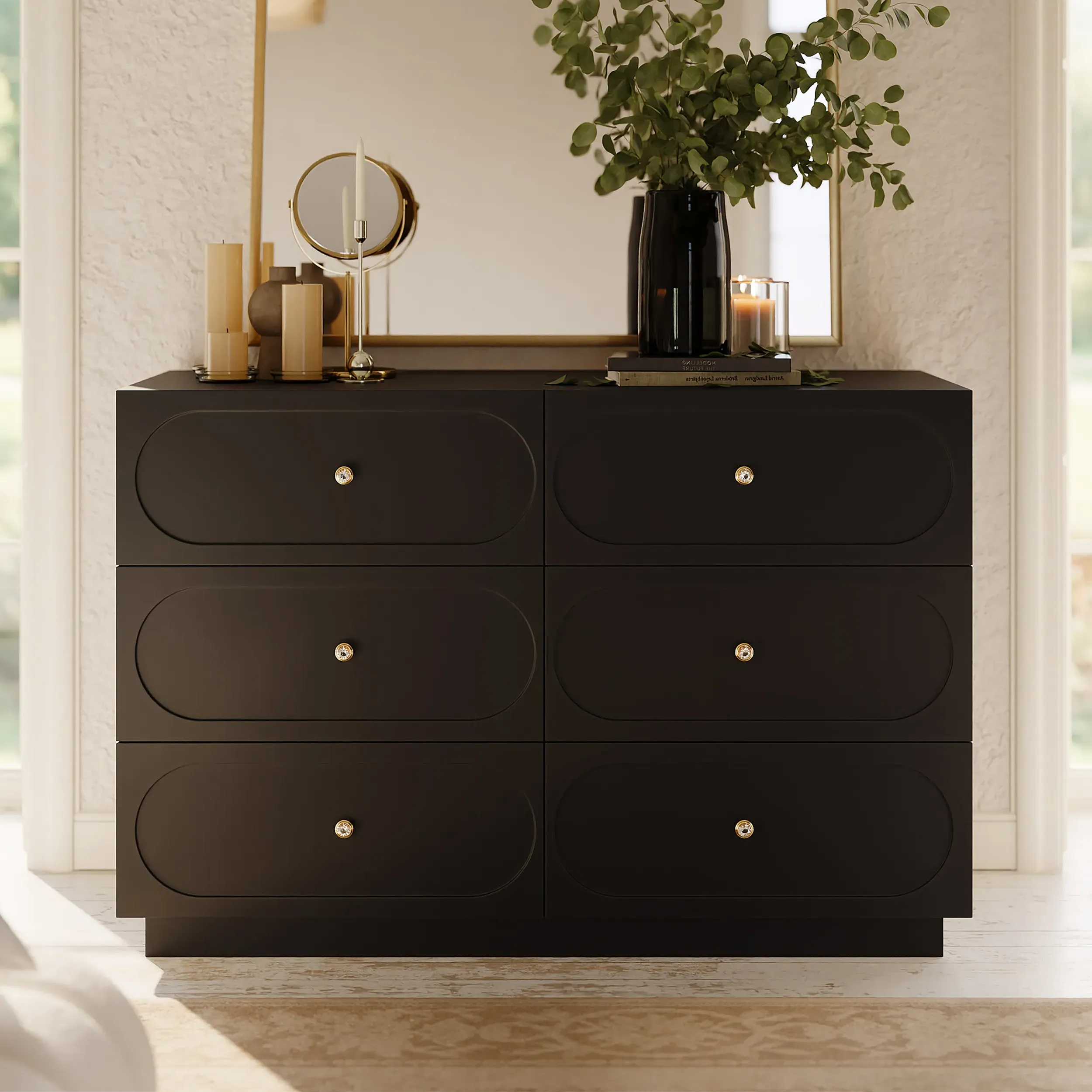 6-Drawer Dresser with Charging Station - Black product