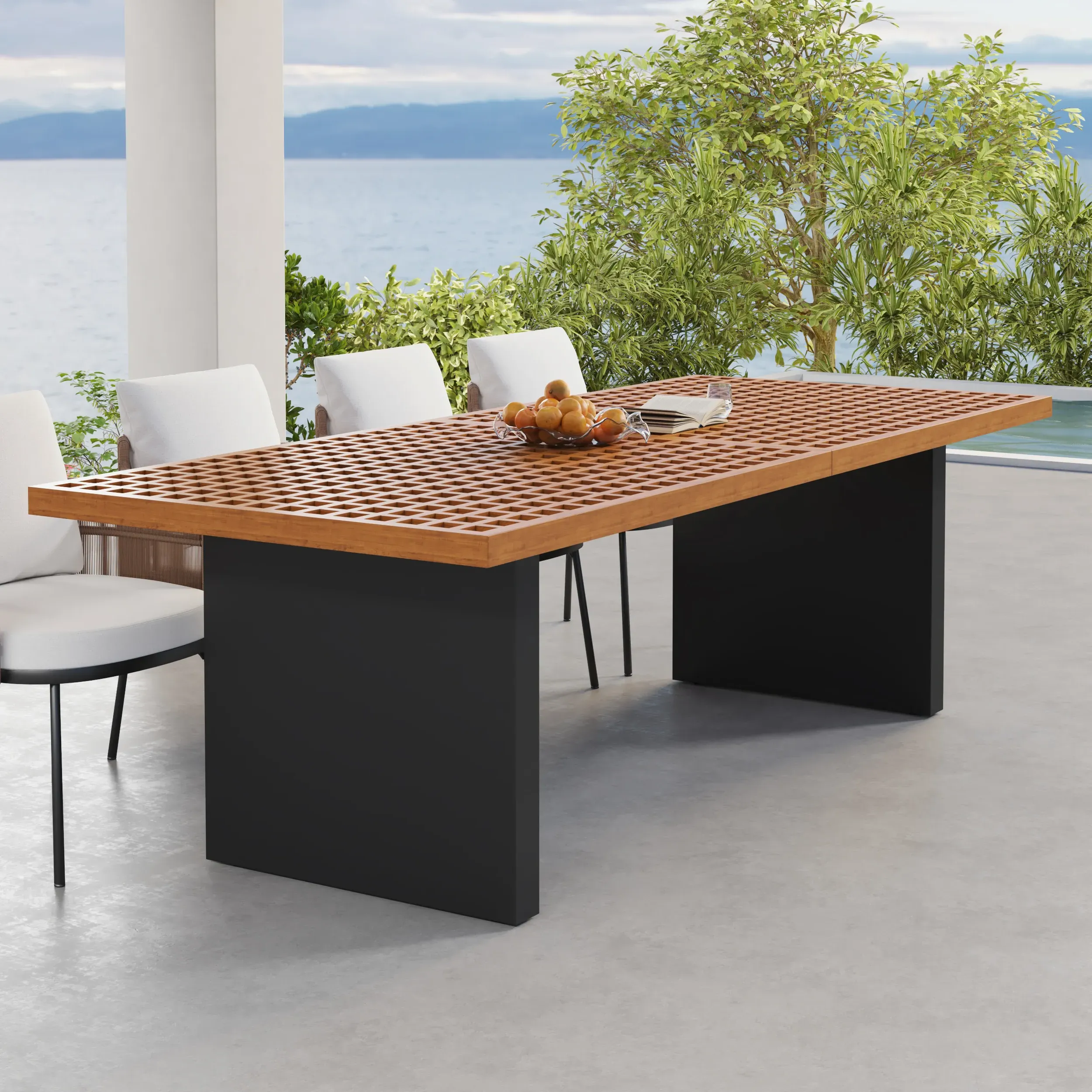 8-Person Rectangle Outdoor Dining Table - Walnut, Teak product