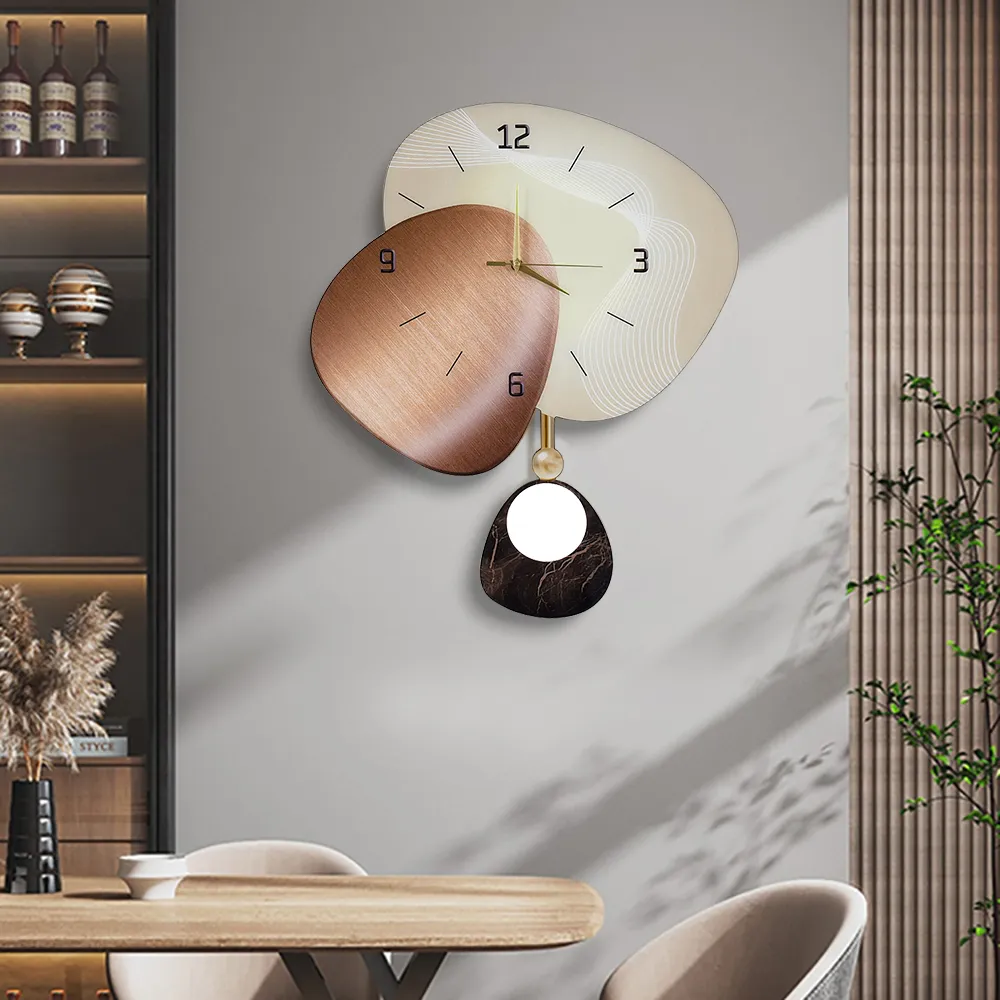 Abstract Geometric Silent Wall Clock - Brown, MDF product